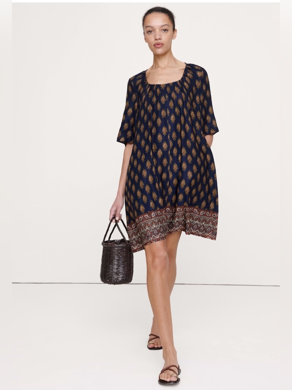 NWT-Banana Republic Viscose-Linen Scoop-Neck Mini Dress, Medium